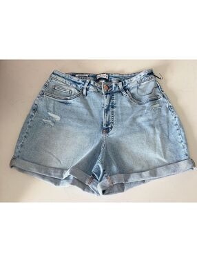 Ava & Viv Medium Wash High Rise Distressed Midi Shorts Women Size 16